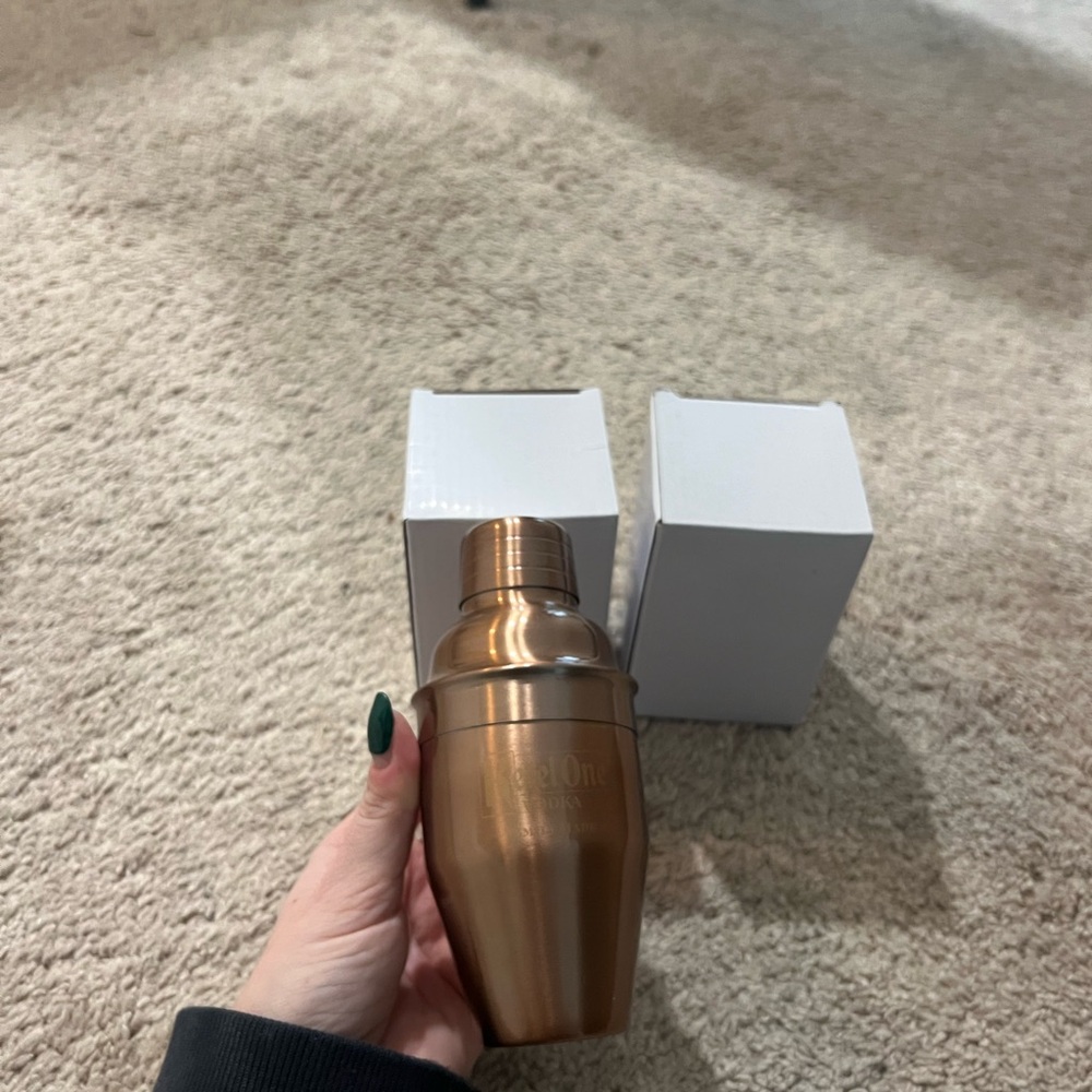 THREE! Mini Ketel One Labeled Cocktail Shakers. 2 newly packaged in box